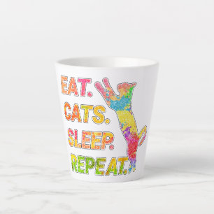 Tasse Latte Manger, Dormir, Chats, Répéter - Amoureux des chat