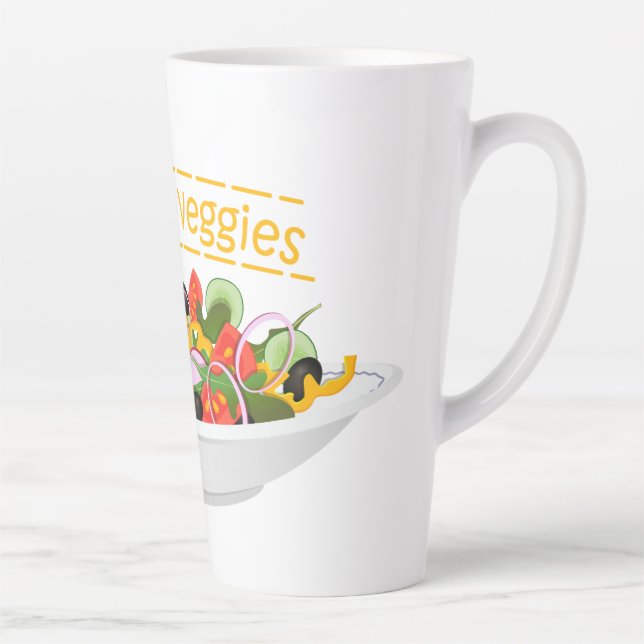 Tasse Latte Mangez vos Légumes Citer salade fraîche mélange bo (Droite)