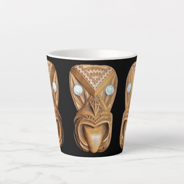 Tasse Latte Maori sculptée Tiki Face Thunder_Cove (Devant)