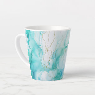 Tasse Latte Marbre d'encre Mint Aqua