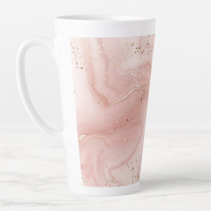 Tasse Latte Marbre Rose Pâle Pailleté Or Motif Abstrait