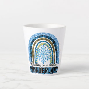 Tasse Latte Marcher dans une Wonderland d'hiver Blue Rainbow