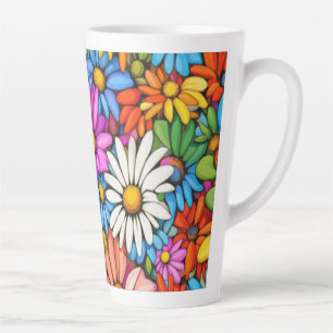 Tasse Latte Marguerites Abstraites colorées #444
