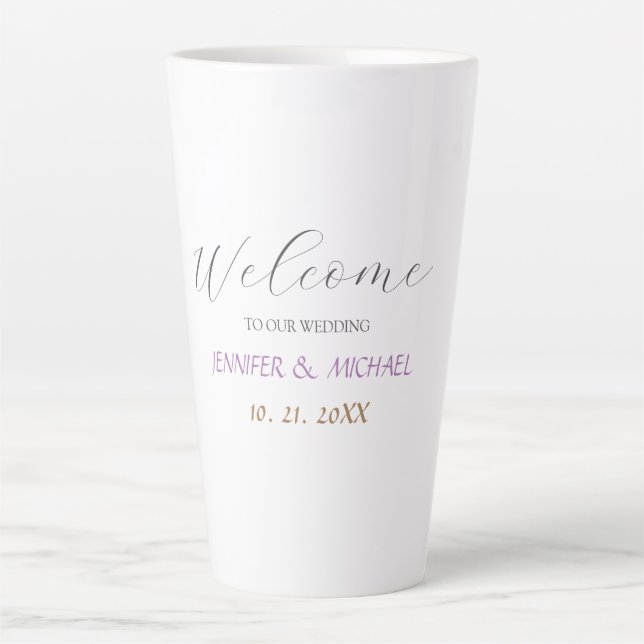 Tasse Latte Mariage de bienvenue élégant en calligraphie (Devant)