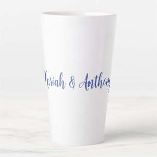 Tasse Latte Mariage Élégant Créatif Classique Bleu Blanc
