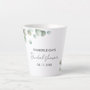 Tasse Latte Mariage Eucalyptus Script Personnalisé