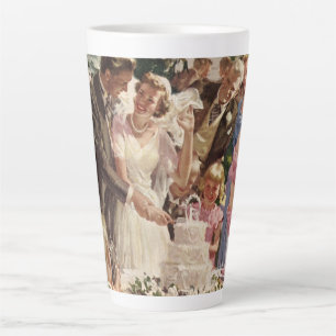 Tasse Latte Mariés de mariage vintage coupent le gâteau