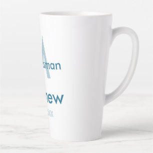 Tasse Latte Marine bleu groomsman nom lettre date masculin par