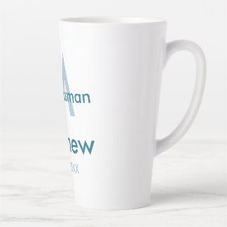 Tasse Latte Marine bleu groomsman nom lettre date masculin par