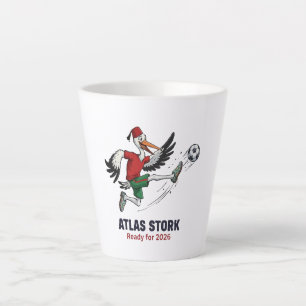 Tasse Latte Maroc 2026 Mascotte de football Cigogne de l'Atlas