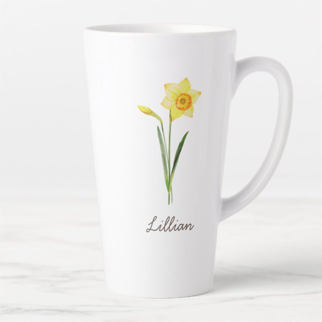 Tasse Latte Mars Mois de naissance Daffodique des fleurs (Droite)