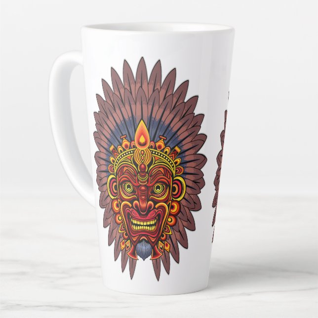 Tasse Latte Masque rituel du roi guerrier tribal (Angle gauche)