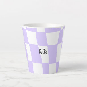 Tasse Latte mauve à damiers latte