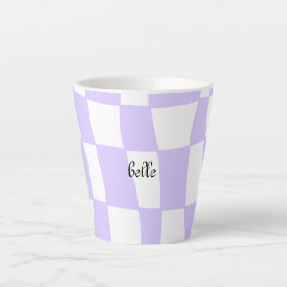 Tasse Latte mauve à damiers latte