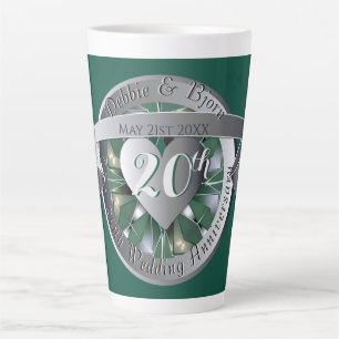 Tasse Latte Médaille du coeur d'émeraude du 20e anniversaire d
