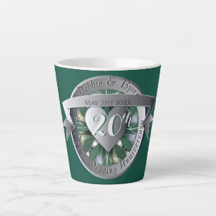 Tasse Latte Médaille du coeur d'émeraude du 20e anniversaire d