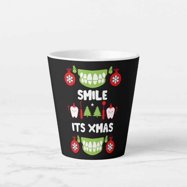Tasse Latte Médecin dentaire Xmas (Devant)