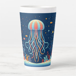 Tasse Latte méduse marine/plage/côtière