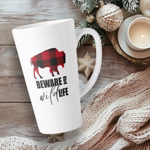 Tasse Latte Méfiez-vous du bison sauvage Plaid ID669