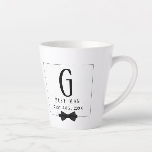 Tasse Latte Meilleur homme Groomsman Monogrammed Bow Cravate M