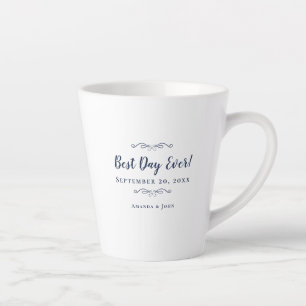 Tasse Latte Meilleur Jour Jamais Marine Bleu Élégante Réceptio