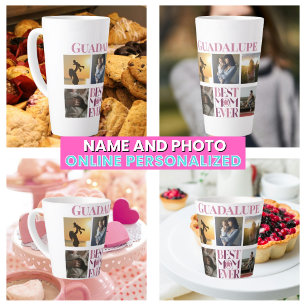 Tasse Latte Meilleure Maman Collage de Photos Rose Mignon
