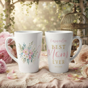 Tasse Latte Meilleure Maman Ever Rose Fleur Sauvage Maman MH26