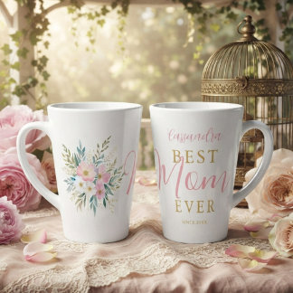 Tasse Latte Meilleure Maman Ever Rose Fleur Sauvage Maman MH26