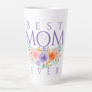 Tasse Latte Meilleure Maman Fleurs, Citation de la Fête des Mè
