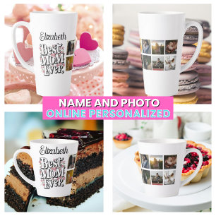 Tasse Latte Meilleure maman Jamais Nom et photo Collage de la 