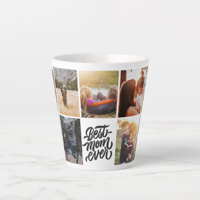 Tasse Latte Meilleure maman Jamais personnalisée Collage photo (Devant)