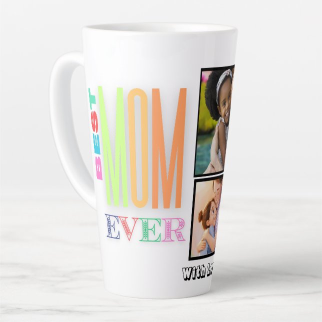 Tasse Latte Meilleure MOM personnalisée jamais multiphoto (Angle gauche)