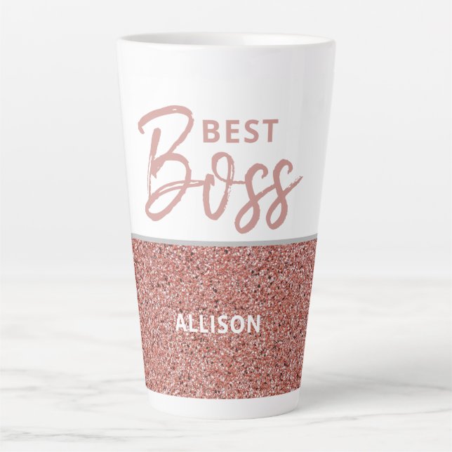 Tasse Latte Meilleure Rose Boss Parties scintillant rose or pe (Devant)