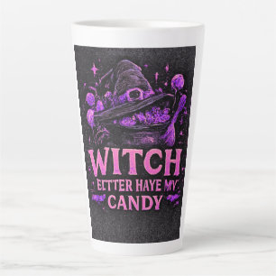 Tasse Latte Meilleure Sorcière A Mon Bonbon Rose Halloween