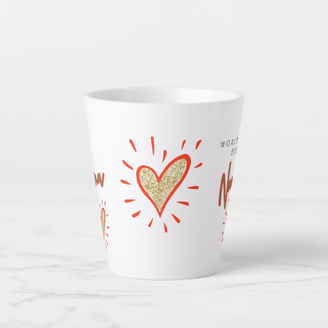 Tasse Latte Meilleure Vierge, grand-mère italienne, Coeurs (Devant)