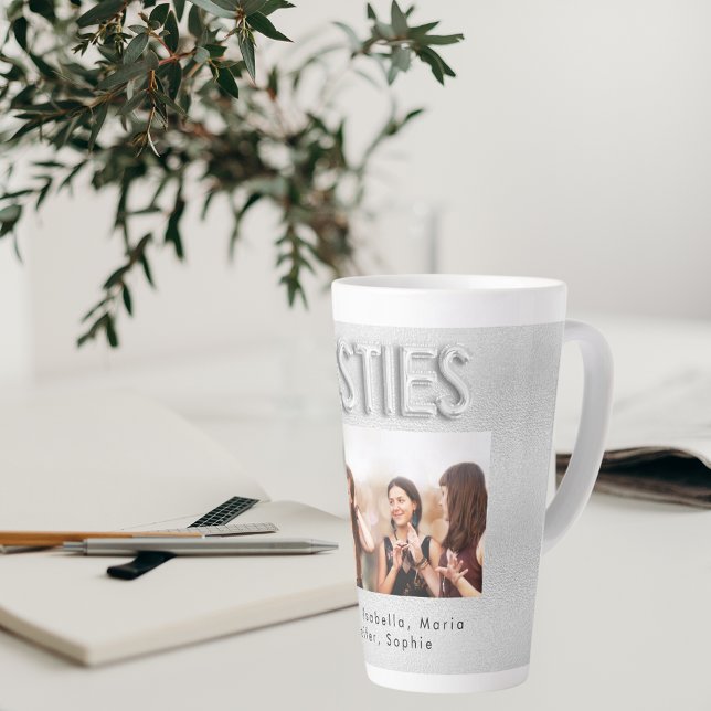 Tasse Latte Meilleurs amis argent photo besties (Créateur téléchargé)