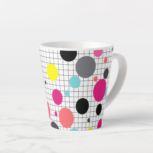 Tasse Latte Memphis points noirs (Angle droit)