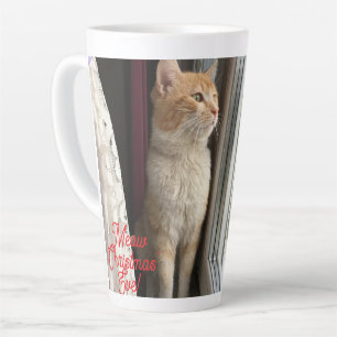 Tasse Latte Meow Christmas' Eve, photo, texte, remplaçable