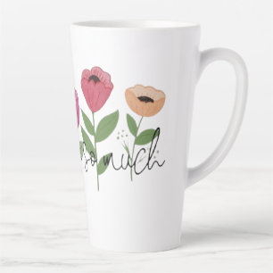 Tasse Latte Merci Beaucoup Fleurs Reconnaissantes Avec Merci A