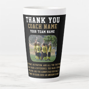 Tasse Latte Merci Coach avec Photo de l'équipe