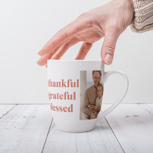 Tasse Latte Merci gracieux béni   Photo personnalisée trois