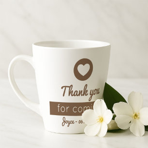 Tasse Latte Merci pour venir Rustique Brown de marque de coeur