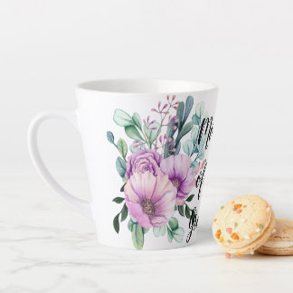 Tasse Latte MÈRE Florale violette de la Mariage de GROOM