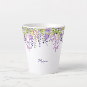Tasse Latte Mère Purple Wisteria Aquarelle Florale