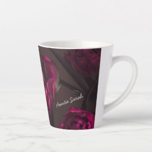 Tasse Latte Message personnalisé floral élégant