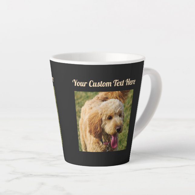 Tasse Latte Message personnalisé noir Doigt Goldendoodle (Angle droit)
