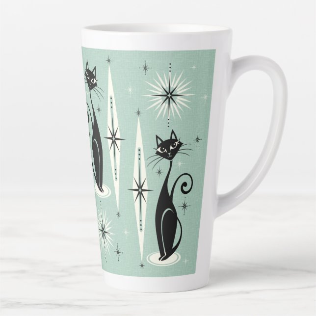 Tasse Latte Mi-siècle Meow Retro Atomic Cats (chats atomiques  (Droite)