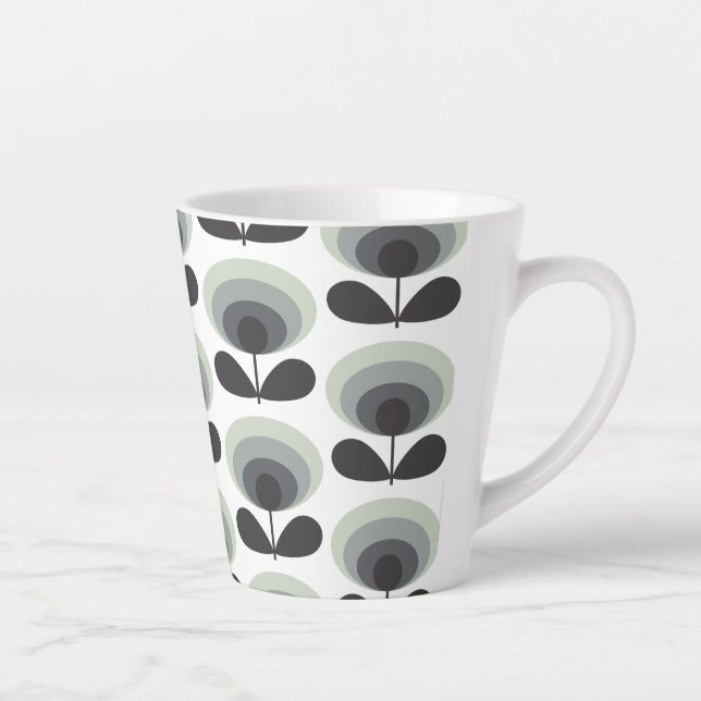 Tasse Latte Mid Century Scandinavian Modern Retro Flower Bloom (Droite)