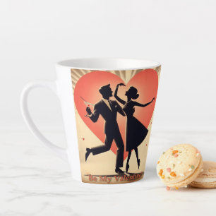 Tasse Latte Mid Century Valentine Dancing Couple avec Martini