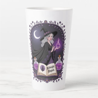 Tasse Latte Midnight Magick Illustration of a Young Witch